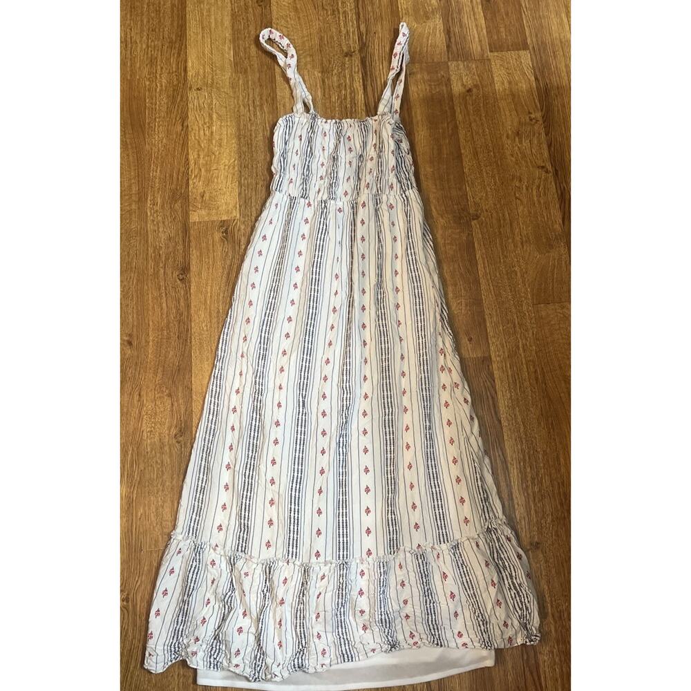 Japna Dress M Maxi Sleeveless Straps Rayon Boho White Floral Lined Granny Core - Picture 4 of 8